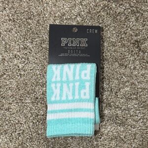NWT PINK Victoria's Secret Aqua Crew Socks
